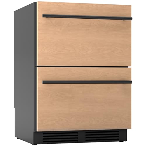 Zephyr Presrv 24 Inch Panel Ready Dual Zone Refrigerator Drawers Wine & Beverage Fridge, Wine Cooler Home Bar Under Counter, Energy Star Certified (Handles sold separately, Wood panels not included)