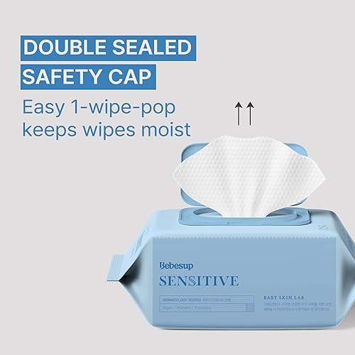 [BEBESUP] Sensitive Baby Wipes with Superfood Extracts (65 GSM) 640 Count (Pack of 8) with Flip Top, Non Allergenic, Free Alcohol Fragrance Paraben, Natural Formulated