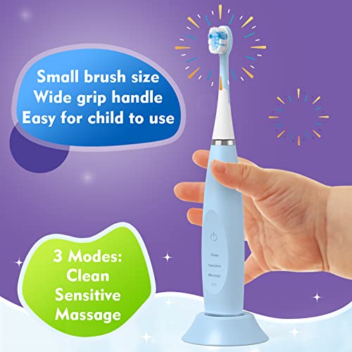 FUMEIKANG Kids Electric Toothbrushes Sonic Rechargeable Tooth Brush for Boys and Girls Smart Timer Power Toothbrush - Blue 3 4 5 6 7 8 9 10 11 12