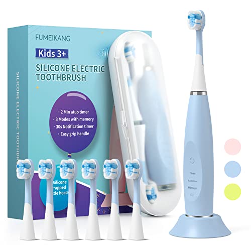 FUMEIKANG Kids Electric Toothbrushes Sonic Rechargeable Tooth Brush for Boys and Girls Smart Timer Power Toothbrush - Blue 3 4 5 6 7 8 9 10 11 12