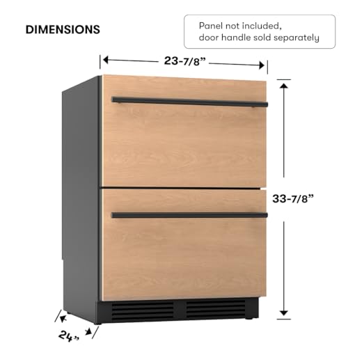 Zephyr Presrv 24 Inch Panel Ready Dual Zone Refrigerator Drawers Wine & Beverage Fridge, Wine Cooler Home Bar Under Counter, Energy Star Certified (Handles sold separately, Wood panels not included)