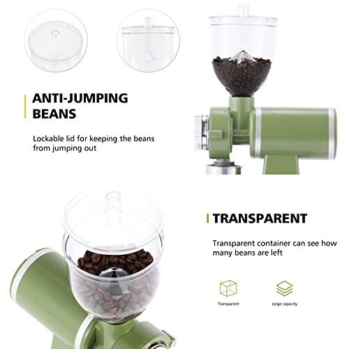 Flyseago Electric Coffee Grinder Burr Espresso Coffee Bean Grinder Small Automatic Stainless Steel Coffee Mill With Brush, Pea Green