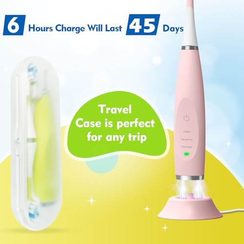 FUMEIKANG Kids Electric Toothbrushes Sonic Rechargeable Tooth Brush for Boys and Girls Smart Timer Power Toothbrush - Blue 3 4 5 6 7 8 9 10 11 12