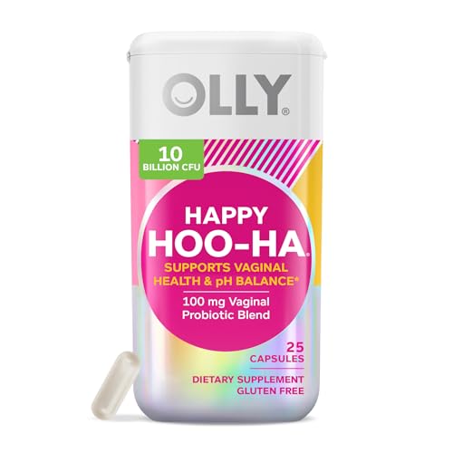 OLLY Happy Hoo-Ha Capsules, Probiotic for Women, Vaginal Health and pH Balance, 10 Billion CFU, Gluten Free - 25 Count