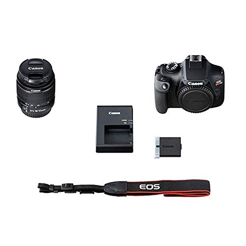 Canon EOS Rebel T100 (EOS 4000D) DSLR Camera w/EF-S 18-55mm F/3.5-5.6 Zoom Lens + 64GB Memory Card, Case, Hood, Grip-Pod, Filter Professional Photo Bundle (Renewed)