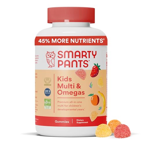 SmartyPants Kids Multivitamin Gummies: Omega 3 Fish Oil (EPA/DHA), Vitamin D3, C, Vitamin B12, B6, Vitamin A, K & Zinc for Immune Support, Gluten Free, Three Fruit Flavors, 120 Count (30 Day Supply)