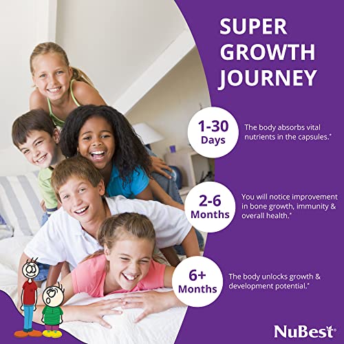 NuBest Tall - Support Bone Strength, Immunity and Stronger Bone with Calcium, Collagen and Herbs for Ages 5+ and Teens Who Don’t Drink Milk Daily - 60 Capsules | 1 Month Supply