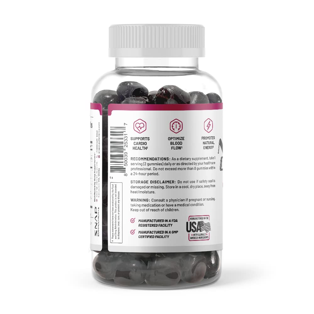 Snap Supplements Nitric Oxide Beet Root Gummies - Support Healthy Blood Circulation, 120 Gummies