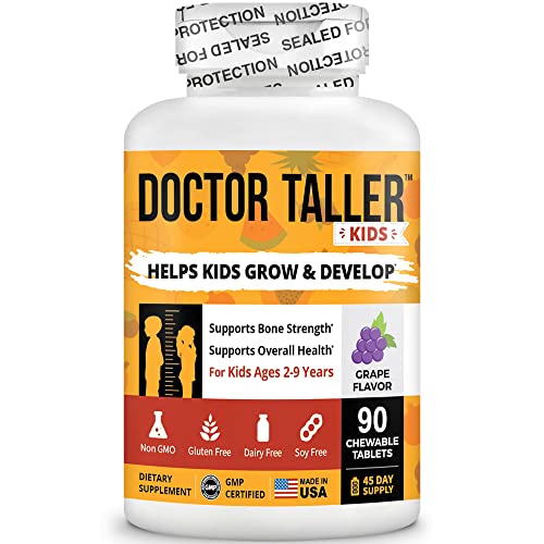 Doctor Taller Kids - Kids Multivitamins, Toddler Vitamins - Support Bone Strength, Enhanced Immunity with Calcium, Multivitamins for Ages 2 to 9 - Grape Flavor - 90 Vegan Chewable Tablets | 1 Pack