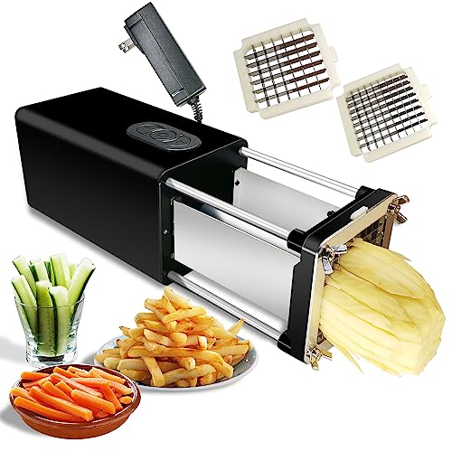 Fstcrt Electric French Fry Cutter, Professional commercial and household french fries cutter, potato slicer with 1/2Inch & 3/8Inch blade, automatic potato cutter, Suitable for potato carrot cucumber