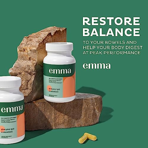 Emma Gut Health - 4 Pack - Gas and Bloating Relief, Constipation, Leaky Gut Repair - Gut Cleanse & Restore Digestion - Regulate Bowel Movement. Probiotics and Laxative Alternative, 240 Capsules