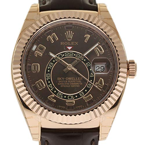 Rolex New Sky-Dweller 326135 Rose Gold Brown Leather Box/Paper/5YWarranty #RL119