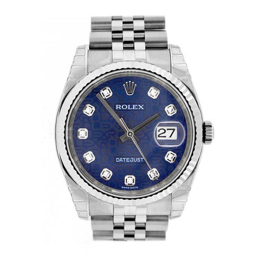 Rolex Datejust 36mm Blue Diamonds Dial Stainless Steel Watch 116234