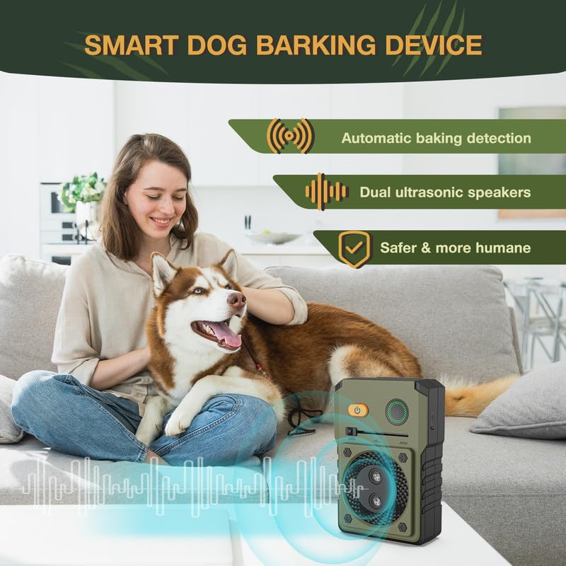 Bubbacare Anti Barking Device Ultrasonic, 50FT Range Bark Control Device with Dual Speakers, 3 Modes Sonic Bark Deterrents for Large Small Dogs, Waterproof Bark Box Indoor Outdoor for Neighbor's Dog