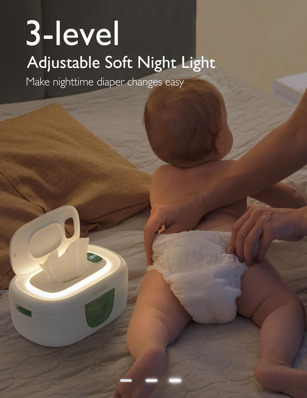 Momcozy Baby Wipe Warmer, Innovative Spring Design, Large Capacity Wipes Dispenser, Fast and Even Heating, 4 Modes of Temperature Heating Control, Diaper Wipe Warmer with Night Light