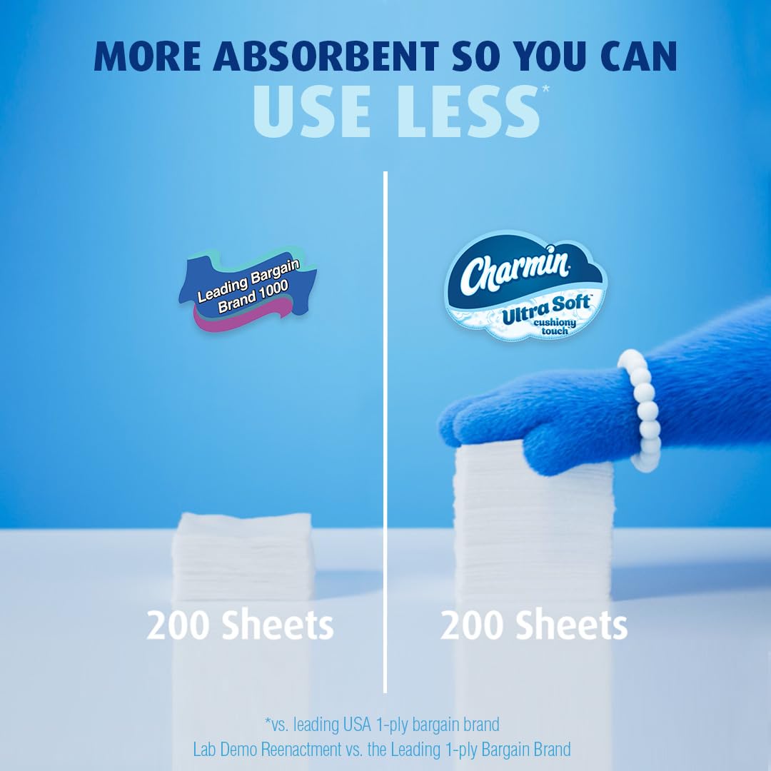 Charmin Ultra Soft Cushiony Touch Toilet Paper, 24 Family Mega Rolls = 123 Regular Rolls (Packaging May Vary)