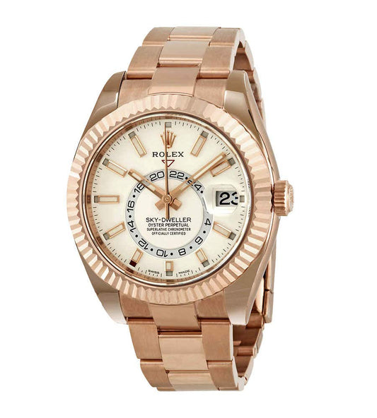 Rolex Sky-Dweller White Dial Automatic Men's 18kt Everrose Gold Oyster Watch 326935WSO