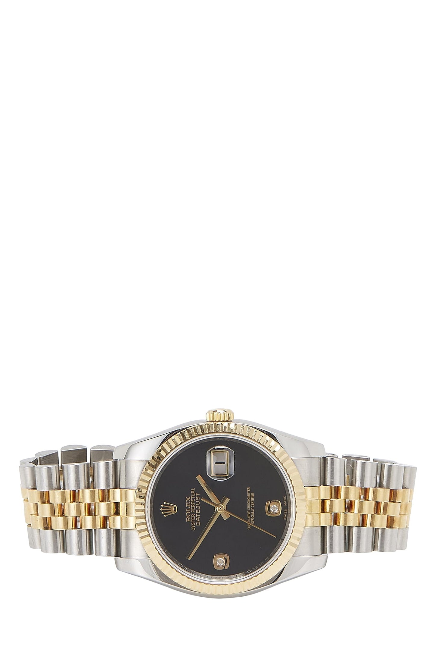 Rolex, Pre-Loved Stainless Steel & 18K Yellow Gold Onyx Diamond Datejust 116233 36mm, Black