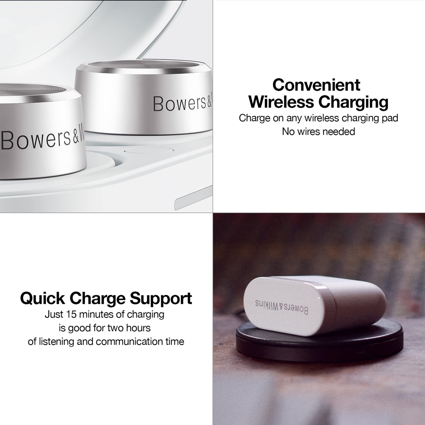 Bowers & Wilkins Pi5 In-Ear True Wireless Headphones (2021 Model), 4 Built-In Mics, Bluetooth 5.0 with Qualcomm aptX, Adaptive Noise Cancellation for iPhone & Android, Smart Wireless Charging, White