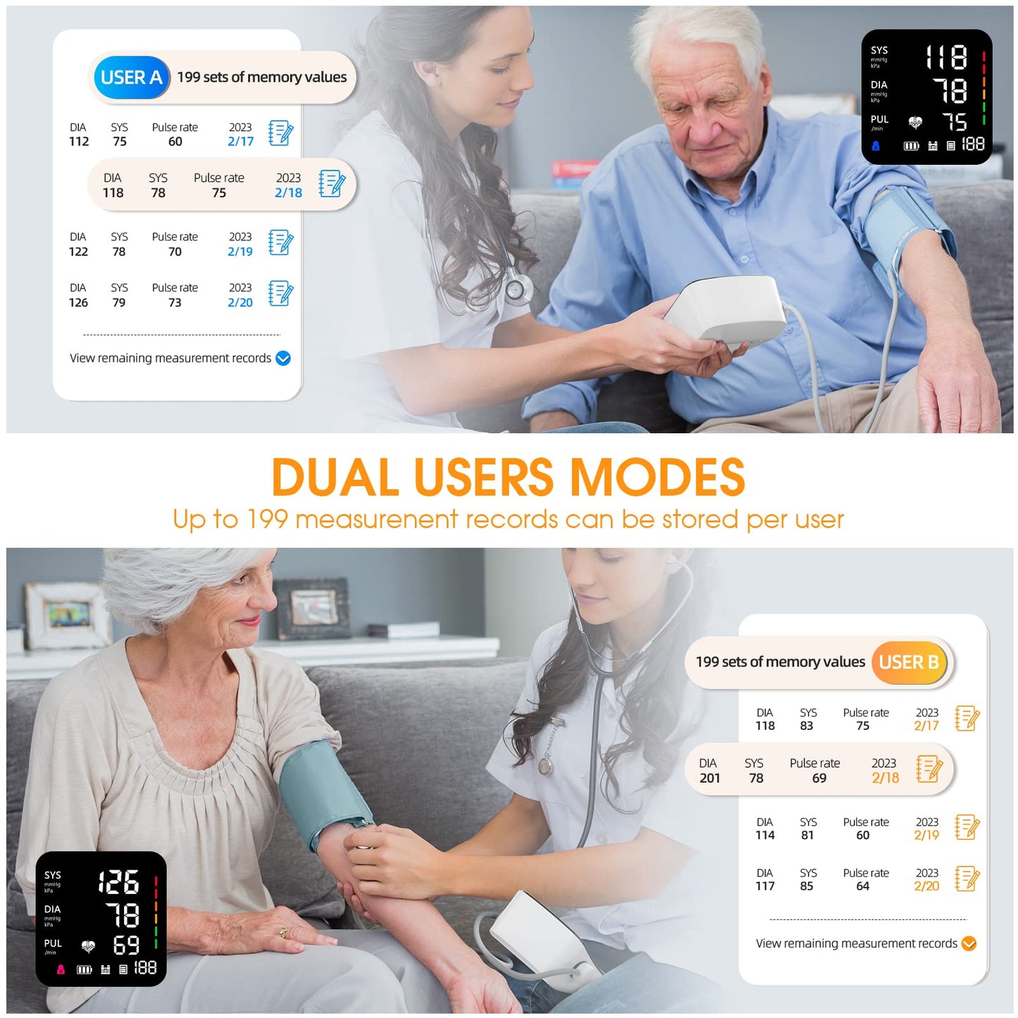 Blood Pressure Machine, Automatic Upper Arm Blood Pressure Monitor with Large Cuff 4.5 in Backlit Adjustable Large Font Screen, 9-17 inches Cuff, arrhythmia and Home