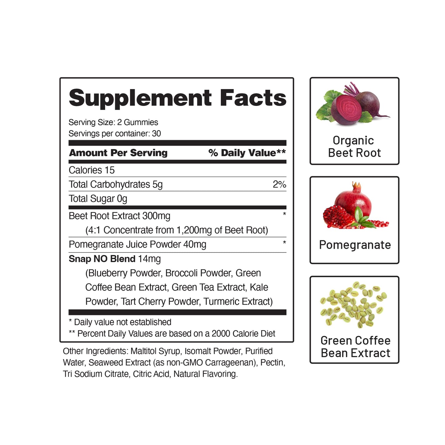 Snap Supplements Nitric Oxide Beet Root Gummies - Support Healthy Blood Circulation, 120 Gummies