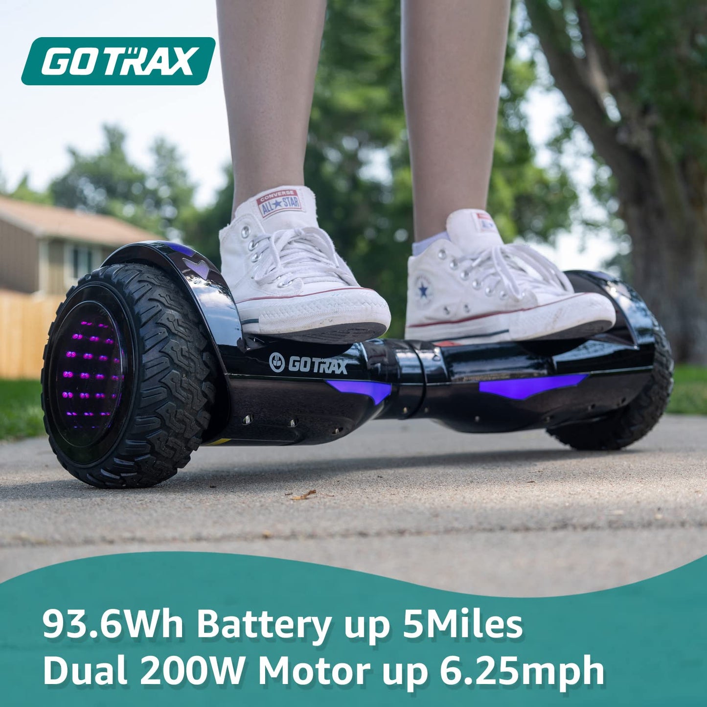 Gotrax NOVA PRO Hoverboard with LED 6.5" Offroad Tires, Music Speaker and 6.2mph & 5 Miles, UL2272 Certified, Dual 200W Motor and 93.6Wh Battery All Terrain Self Balancing Scooters for Kids Adults(Silver)