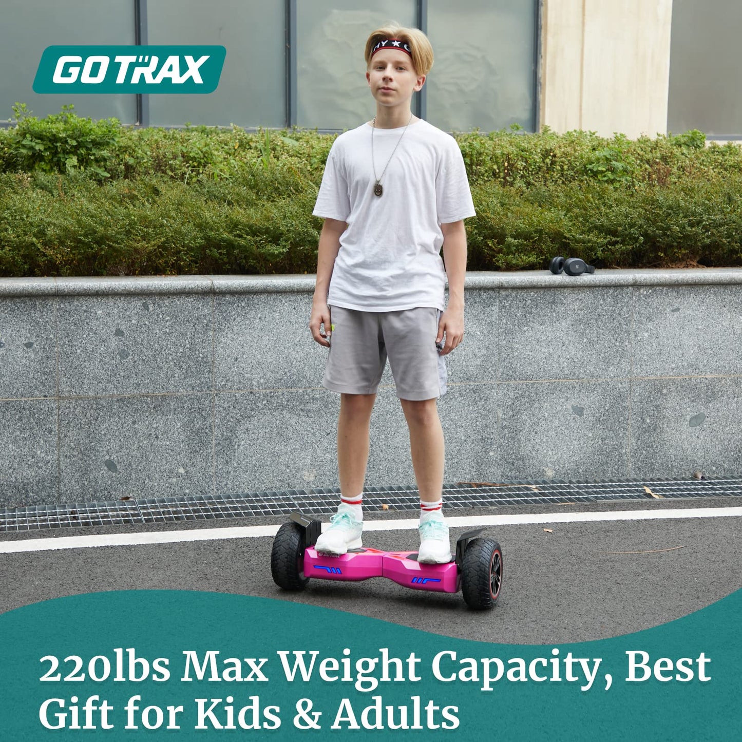 Gotrax E4 Hoverboard with 8.5" Offroad Tires, Music Speaker and 7.5mph & 7.5 Miles, UL2272 Certified, Dual 250W Motor and 144Wh Battery All Terrain Self Balancing Scooters for 44-220lbs Kid Adult