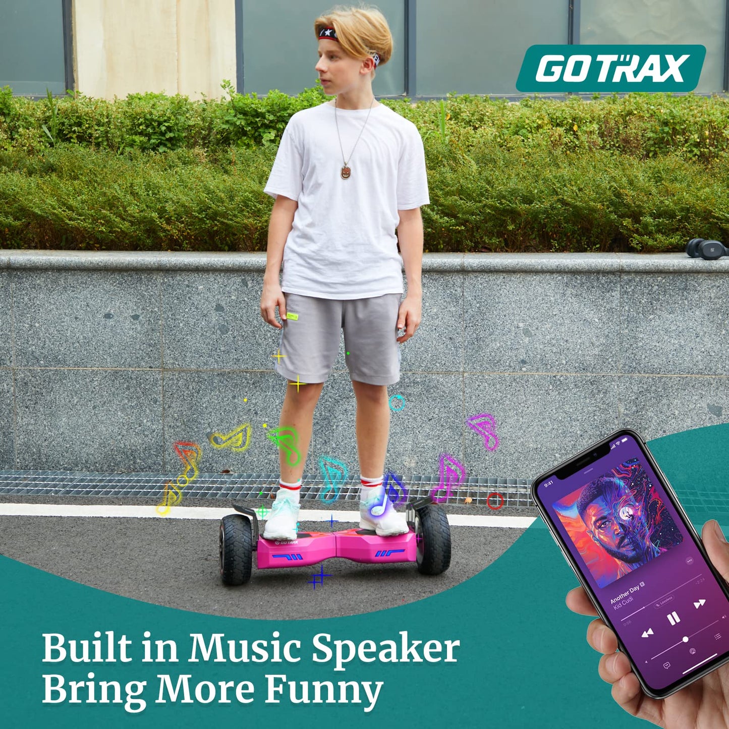 Gotrax E4 Hoverboard with 8.5" Offroad Tires, Music Speaker and 7.5mph & 7.5 Miles, UL2272 Certified, Dual 250W Motor and 144Wh Battery All Terrain Self Balancing Scooters for 44-220lbs Kid Adult