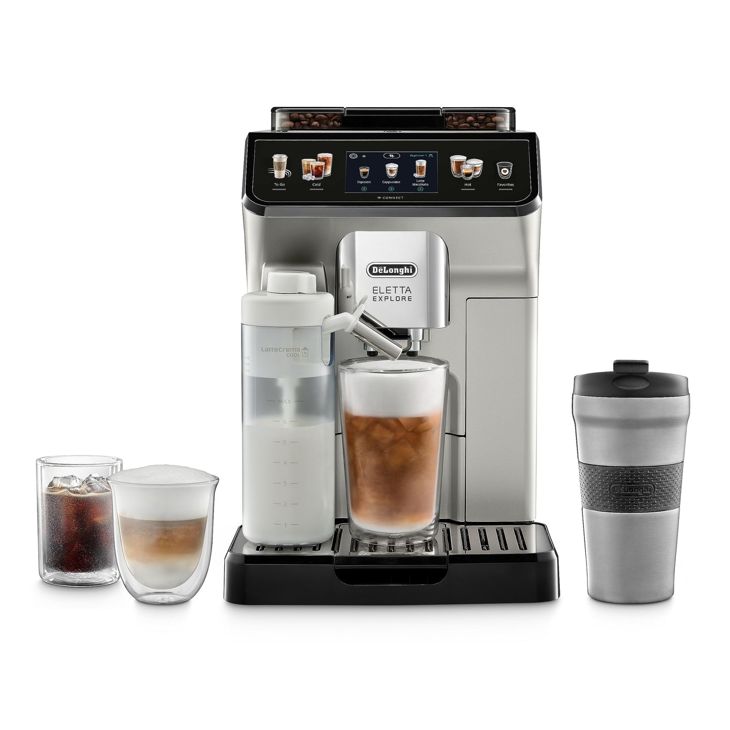 De'Longhi Eletta Explore Fully Automatic Espresso Machine with Cold Brew, 1250 watts